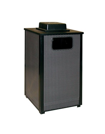 RUBBERMAID  Dimension Series Waste Receptacle & Ash Tray Capacity: 24 US gal. Material: Metal Height: 35" Colour: Black - [Defen