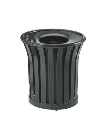 Rubbermaid FGMT32PLBK 36 gal Outdoor Decorative Trash Can - Metal, Black - [DefendUse.com] - FGMT32PLBK - Americana Series