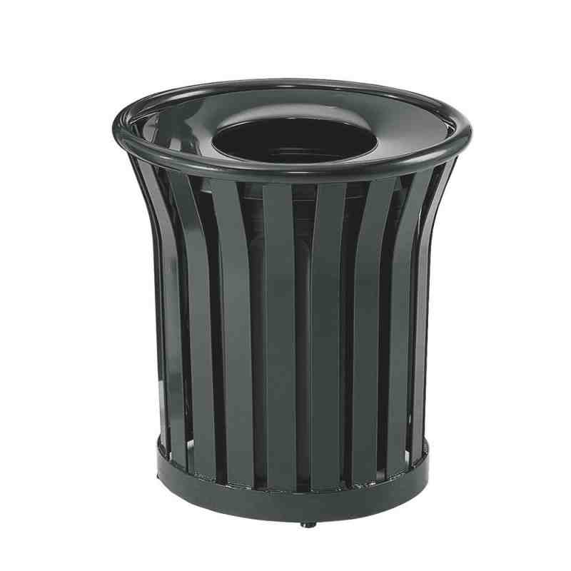 Rubbermaid FGMT32PLBK 36 gal Outdoor Decorative Trash Can - Metal, Black - [DefendUse.com] - FGMT32PLBK - Americana Series
