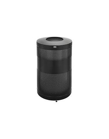Rubbermaid FGS55ETBKPL Classics Black Round Steel Drop Top Waste Receptacle with Levelers and Rigid Plastic Liner 51 Gallon - [D