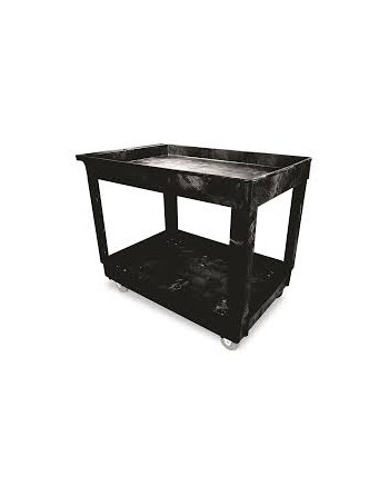 Rubbermaid FG9T6700BLA Medium Lipped Two Shelf Utility Cart - 40" x 24" x 31 1/4" - [DefendUse.com] - FG9T6700BLA - Utility Cart