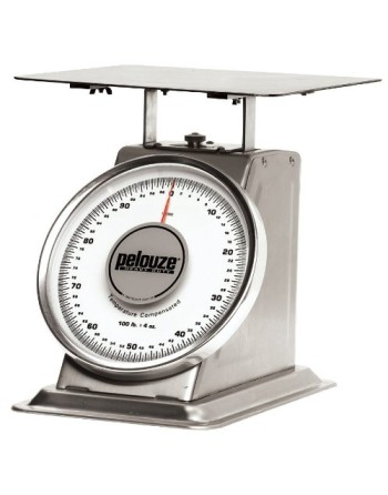 Rubbermaid Commercial Products FG10200S Pelouze Heavy-Duty Mechanical Platform Receiving Scale, Stainless Steel, 200 lb - [Clean