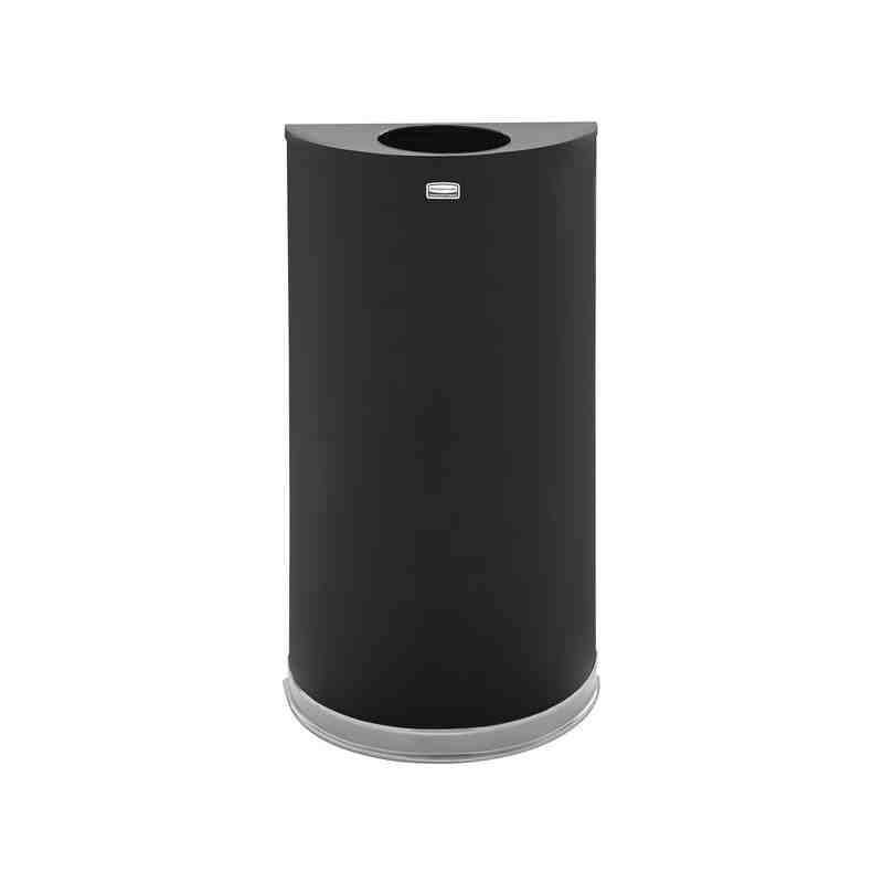 Rubbermaid FGSO1220PLBK Half Round Receptacles, 7" Dia, 12 Gallon, 18" x 9" x 32", BK/CE - [DefendUse.com] - FGSO1220PLBK - Half