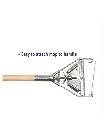 RUBBERMAID  Easy Change Wet Mop Handle, Metal/Wood, Jaws Tip, 1-1/8" Diameter, 60" Length - [Cleaning Supplies Canada Discounts]