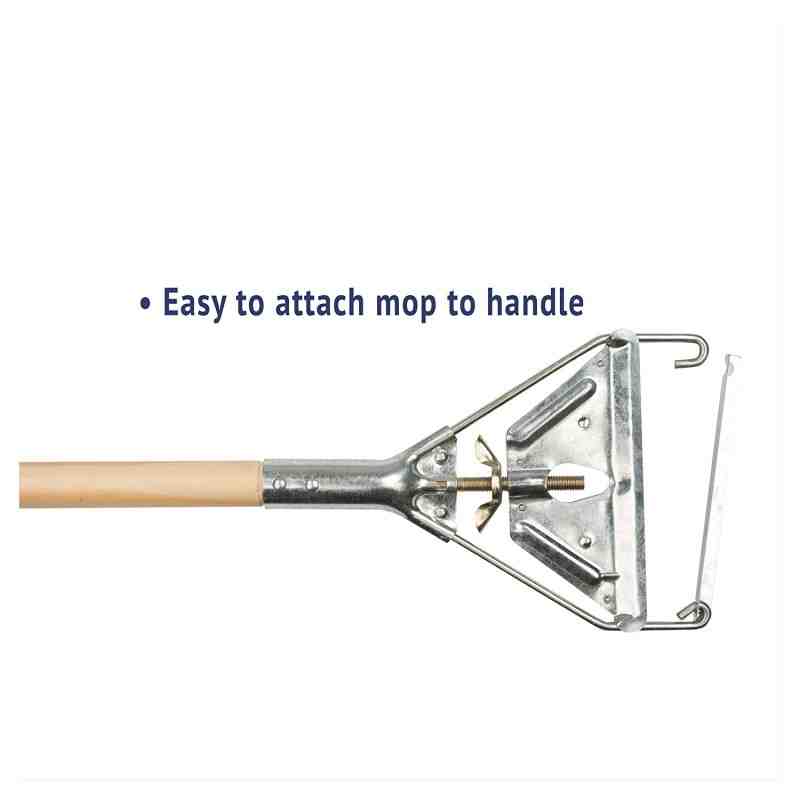 RUBBERMAID  Easy Change Wet Mop Handle, Metal/Wood, Jaws Tip, 1-1/8" Diameter, 60" Length - [Cleaning Supplies Canada Discounts]