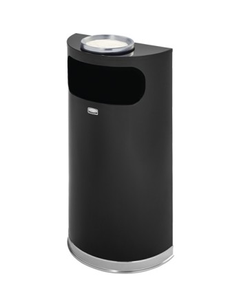 RUBBERMAID  Decorative Series Ash Tray & Waste Receptacle Capacity: 9 US gal. - [DefendUse.com] - FGSO8SU20PLBK - Half Rounds Se