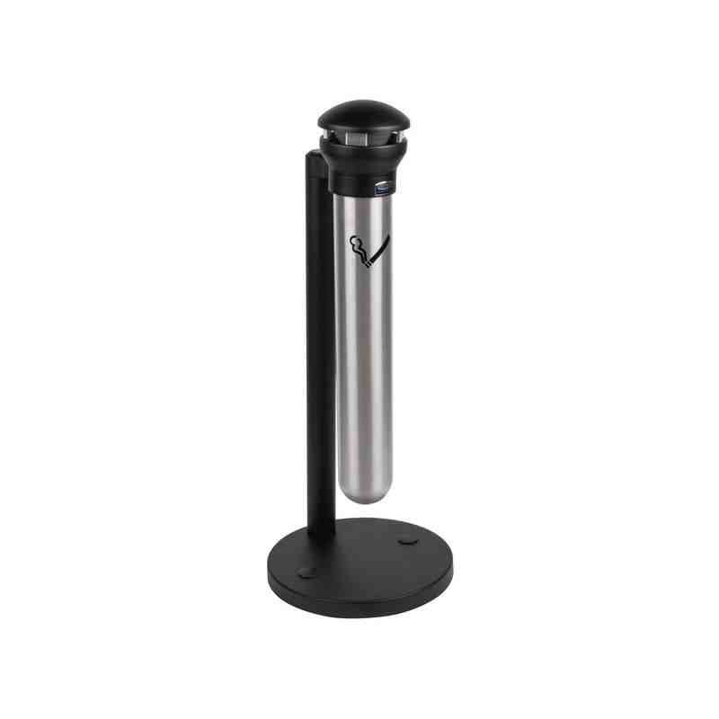 Rubbermaid FG9W3100SSBLA Infinity Stainless Steel with Black Top Base-Mount Cigarette Receptacle - [DefendUse.com] - FG9W3100SSB