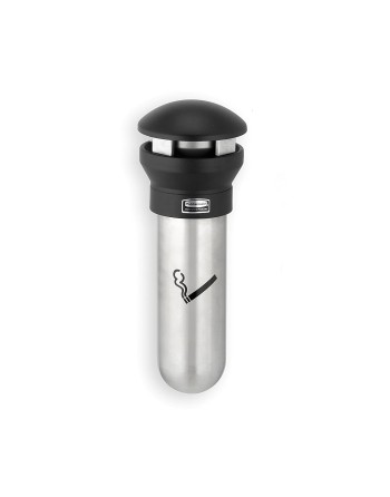 Rubbermaid Commercial Infinity Wall-Mount Smoker's Station, 3/5 Gallon, Silver/Black, FG9W3200SSBLA - [DefendUse.com] - FG9W3200