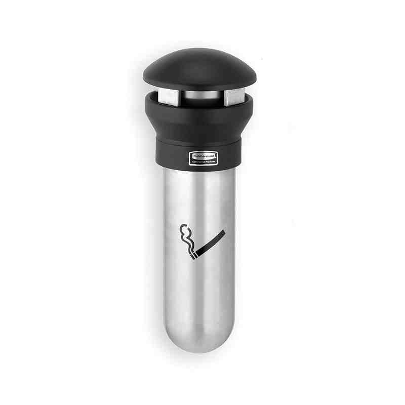 Rubbermaid Commercial Infinity Wall-Mount Smoker's Station, 3/5 Gallon, Silver/Black, FG9W3200SSBLA - [DefendUse.com] - FG9W3200