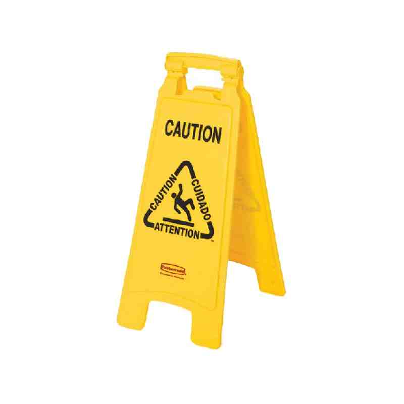 Rubbermaid FG611200YEL 25" Yellow Double Sided Multi-Lingual Caution Wet Floor Sign - [Cleaning Supplies Canada Discounts] - FG6