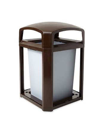 Rubbermaid FG397000SBLE Landmark Series Classic Container Sable Square Polycarbonate Dome Top Frame - [Cleaning Supplies Canada 