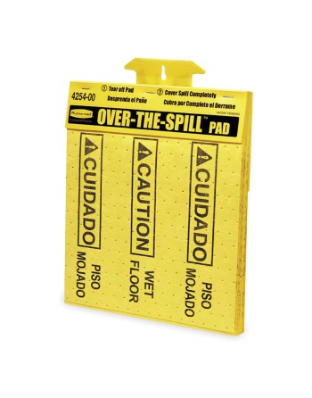 Rubbermaid FG425400YEL Over-The-Spill 16" x 12 5/8" Yellow Medium Absorbent Pad Tablet with 25 Pads - [Cleaning Supplies Canada 