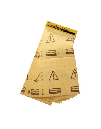 Rubbermaid FG425500YEL Over-The-Spill 17" x 7" Yellow Mini Absorbent Pad Tablet with 25 Pads - [Cleaning Supplies Canada Discoun