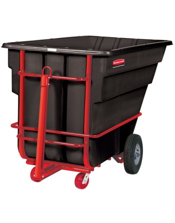 Rubbermaid FG102641BLA Black 1.5 Cubic Yard Towable Trainable Tilt Truck / Trash Cart (2100 lb.) - [Cleaning Supplies Canada Dis