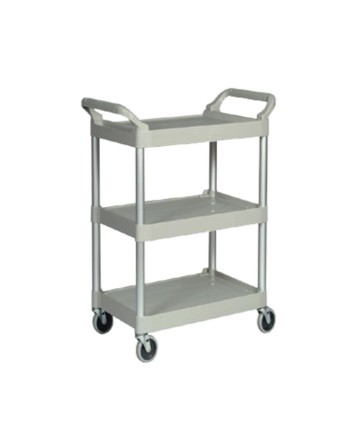 Rubbermaid FG342488PLAT Platinum Three Shelf Utility Cart / Bus Cart 33 x 18 x 37 (FG342488PLAT) - [DefendUse.com] - FG342488PLA