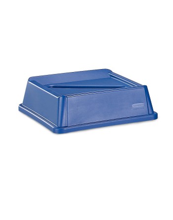 Rubbermaid FG279400DBLUE Untouchable 35 / 50 Gallon Blue Square Recycling Lid with Slot for Paper - [Cleaning Supplies Canada Di