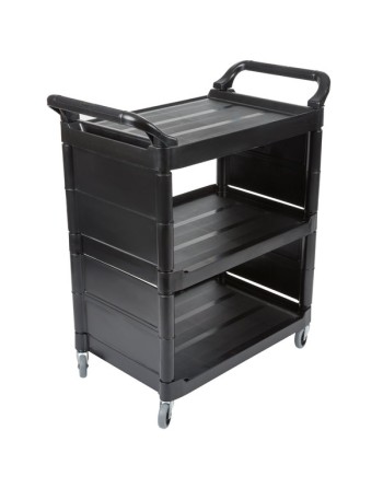 Rubbermaid FG342100BLA Black Bussing Cart with End Panels - [DefendUse.com] - FG342100BLA - Utility Carts