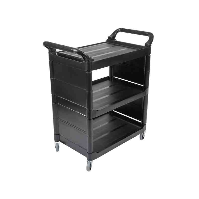  Rubbermaid Commercial Plastic Service and Utility Cart with  Cabinet and Sliding Drawer, Black (FG345700BLA) 200 lbs : Office Products