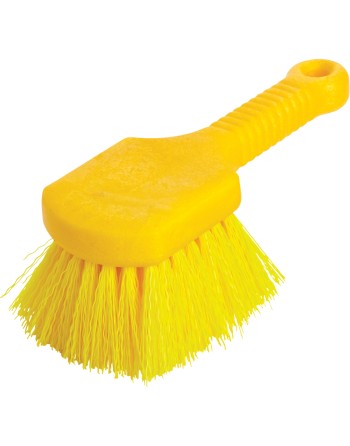 Rubbermaid FG9B2900YEL Utility Brush - 8" Short Plastic Handle Synthetic Fill, 6/EA - [DefendUse.com] - FG9B2900YEL - Brushes