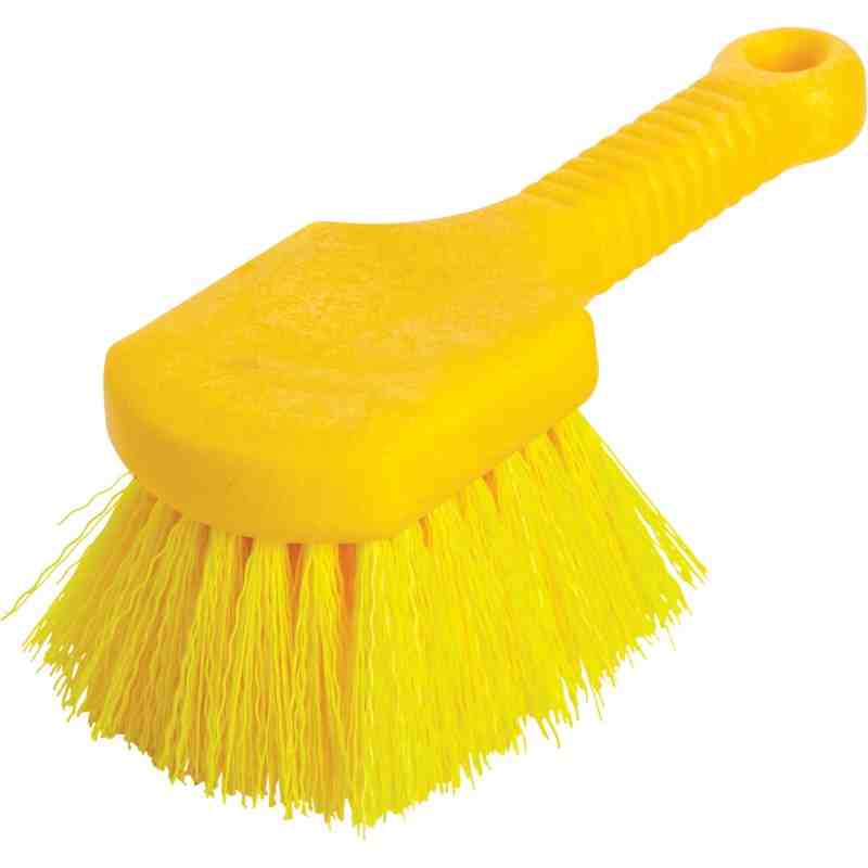 Rubbermaid FG9B2900YEL Utility Brush - 8" Short Plastic Handle Synthetic Fill, 6/EA - [DefendUse.com] - FG9B2900YEL - Brushes