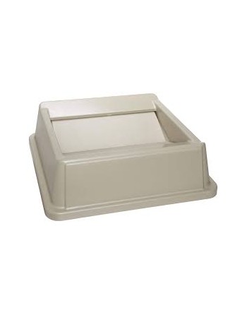 Rubbermaid FG266400BEIG Untouchable 35 / 50 Gallon Beige Square Trash Can Drop Shot Lid - [Cleaning Supplies Canada Discounts] -