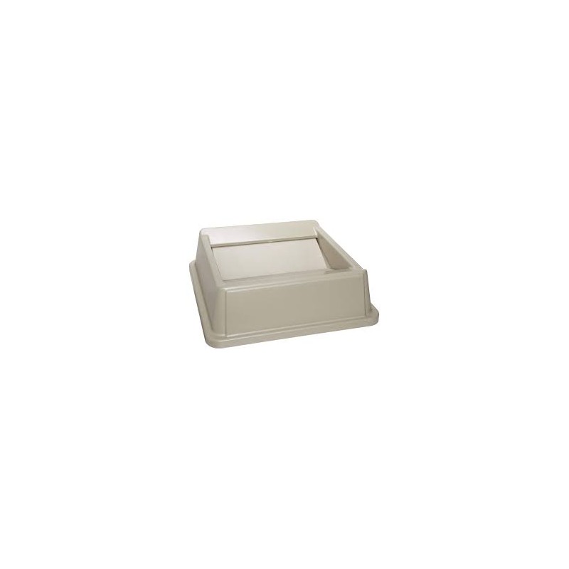 Rubbermaid FG266400BEIG Untouchable 35 / 50 Gallon Beige Square Trash Can Drop Shot Lid - [Cleaning Supplies Canada Discounts] -