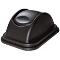 Rubbermaid FG306700BLA Untouchable 41 Qt. / 10.25 Gallon Black Rectangular Soft Wastebasket Dome Swing Lid - [DefendUse.com] - F