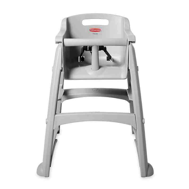 Rubbermaid FG780508PLAT Platinum Sturdy Chair Restaurant High Chair with Wheels - Assembled - [DefendUse.com] - FG780508PLAT - H