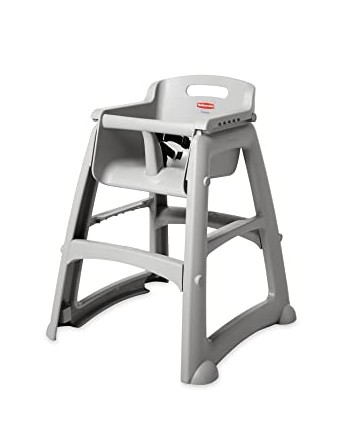 Rubbermaid FG781408PLAT Platinum Sturdy Chair Restaurant High Chair without Wheels (Ready to Assemble) - [DefendUse.com] - FG781