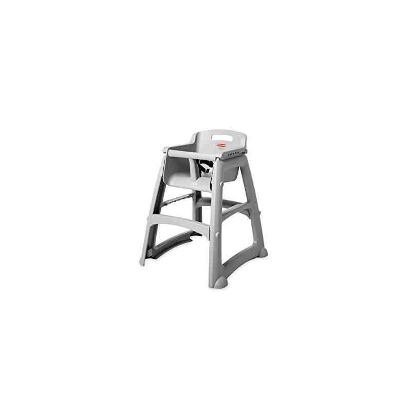 Rubbermaid FG781408PLAT Platinum Sturdy Chair Restaurant High Chair without Wheels (Ready to Assemble) - [DefendUse.com] - FG781