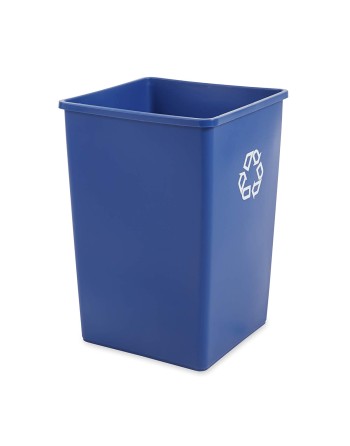Rubbermaid FG395873BLUE Untouchable 35 Gallon Blue Square Recycling Container - [DefendUse.com] - FG395873BLUE - Square Waste Co