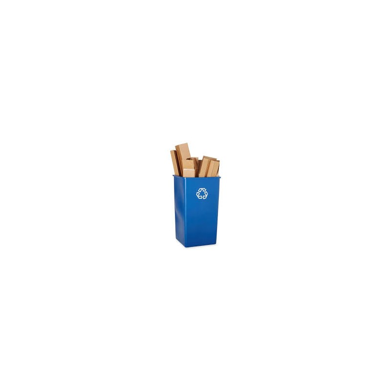Rubbermaid FG395973BLUE Untouchable 50 Gallon Blue Square Recycling Container - [DefendUse.com] - FG395973BLUE - Square Waste Co