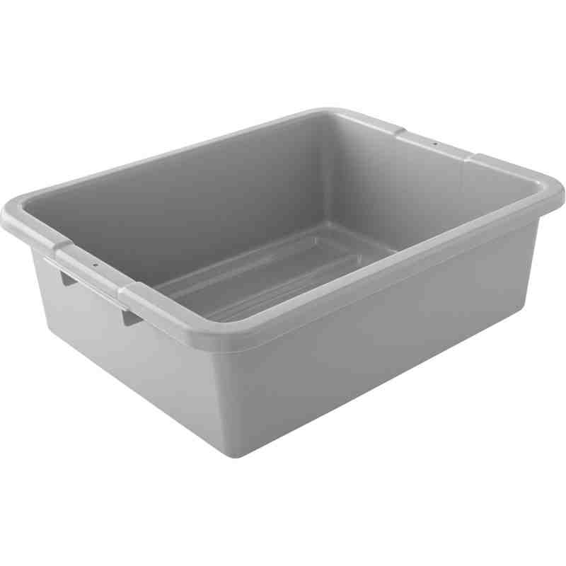 Rubbermaid FG335192GRAY 21 1/2" x 17" x 7" Gray High Density Polyethylene Bus Tub - [DefendUse.com] - FG335192GRAY - Totes / Bin