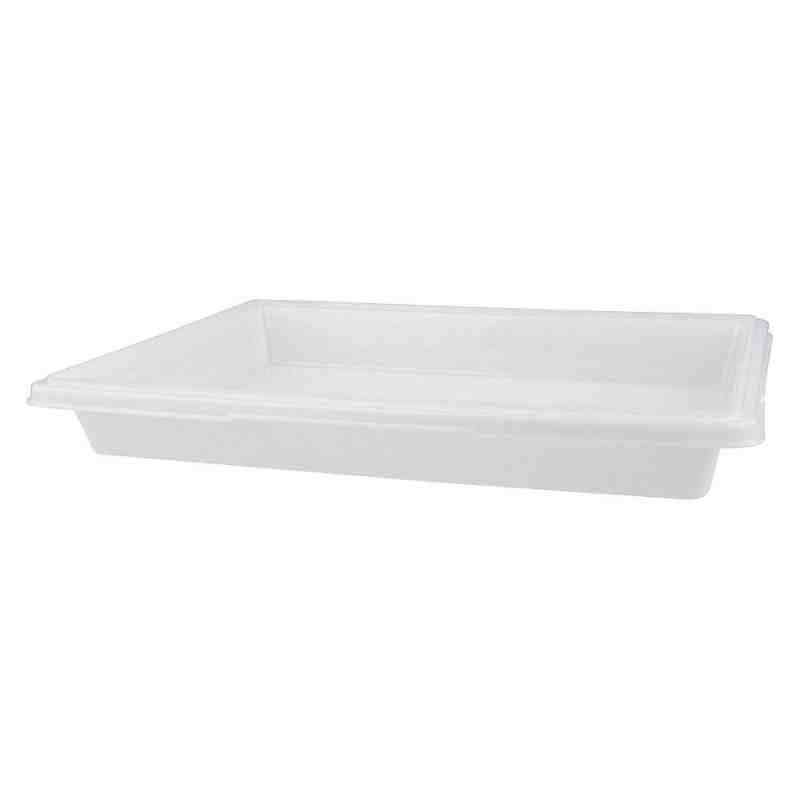 Rubbermaid FG350600WHT White Polyethylene Food Storage Box - 26" x 18" x 3 1/2" - [DefendUse.com] - FG350600WHT - Food Storage