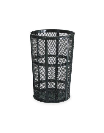 Rubbermaid Black Steel, 48 Gallon Round Street Basket Waste Receptacle Rubbermaid FGSBR52BK - [DefendUse.com] - FGSBR52BK - Stre