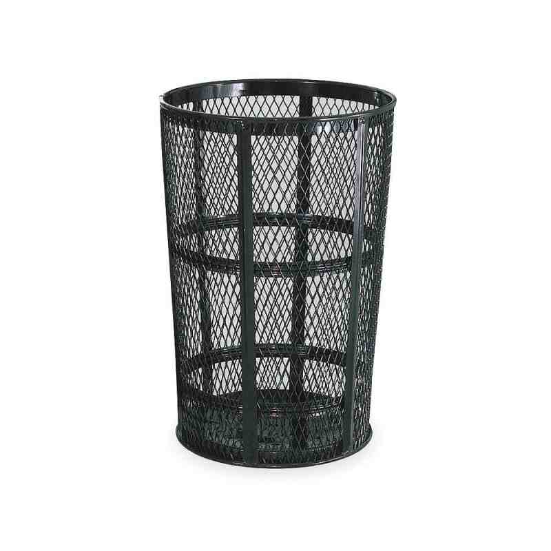 Rubbermaid Black Steel, 48 Gallon Round Street Basket Waste Receptacle Rubbermaid FGSBR52BK - [DefendUse.com] - FGSBR52BK - Stre