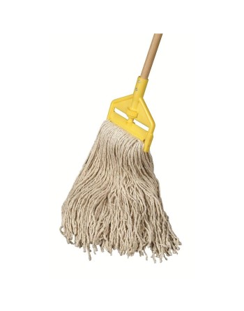 Rubbermaid 1784739 Wet Mop - Cut End Cotton Mop Combo No.16 w/54" Handle - White/Yellow, 10/EA - [Cleaning Supplies Canada Disco