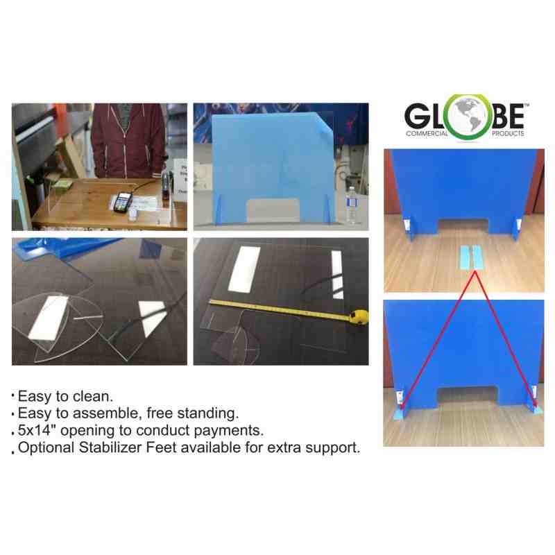 GLOBE 7651 Sneeze Guard Countertop Safety Shield Stabilizet, Feet Only w/Non-Permanent Adhesive, Each - [DefendUse.com] - 7651 -