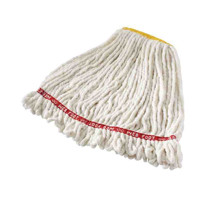 Rubbermaid FGA21206WH00 Web Foot Shrinkless Wet Mop, Medium, 1-Inch Green Headband, White - [Cleaning Supplies Canada Discounts]