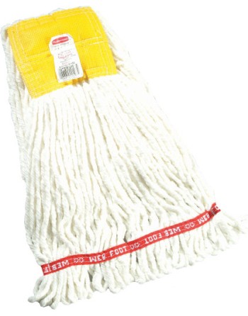 Rubbermaid FGA25206WH00 White Medium Web Foot Shrinkless Blend Mop Head with 5" Headband - [Cleaning Supplies Canada Discounts] 