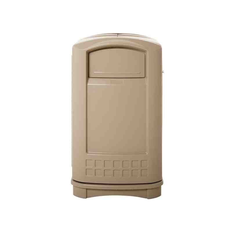 Rubbermaid FG396400BEIG Plaza Beige Square Container with Side Opening 50 Gallon - [Cleaning Supplies Canada Discounts] - FG3964