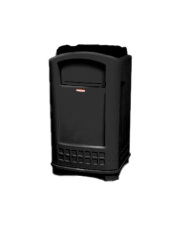 Rubbermaid FG396300BLA Plaza Black Square Container with Side Opening Door and Tray Top 50 Gallon - [Cleaning Supplies Canada Di
