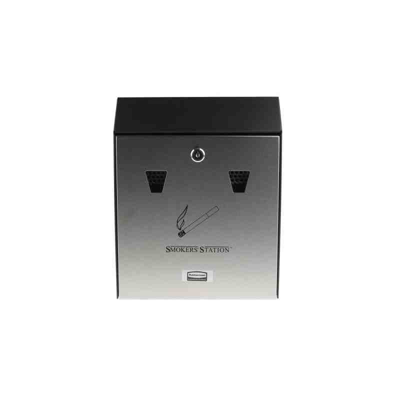 RUBBERMAID  FGR1012EBK Smoker's Station Urn Ashtray, Wall-Mount, Metal, 2.5 Litres Capacity, 12-1/2" Height - [DefendUse.com] - 