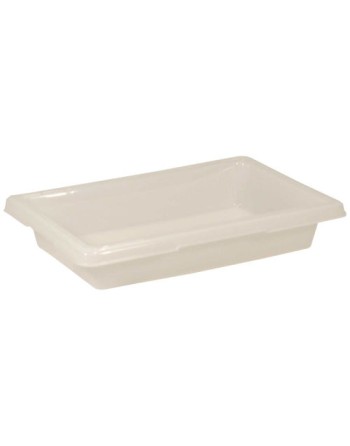Rubbermaid FG350700WHT White Polyethylene Food Storage Box - 18" x 12" x 3 1/2" - [DefendUse.com] - FG350700WHT - Food Storage
