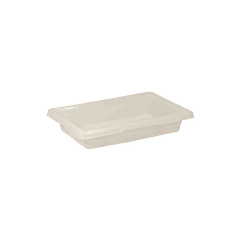 Rubbermaid FG350700WHT White Polyethylene Food Storage Box - 18" x 12" x 3 1/2" - [DefendUse.com] - FG350700WHT - Food Storage