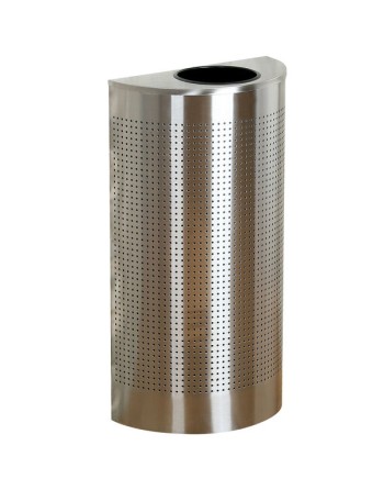 Rubbermaid FGSH12SSPL Silhouettes Stainless Steel Designer Half Round Waste Receptacle - 12 Gallon - [DefendUse.com] - FGSH12SSP