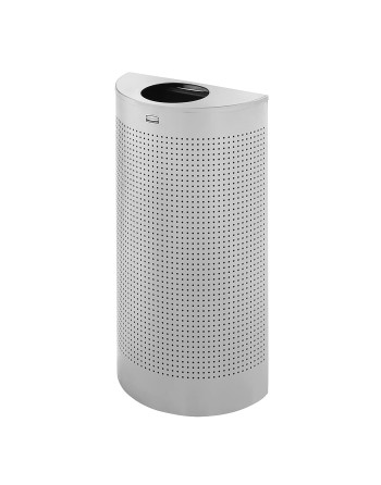 Rubbermaid FGSH12EPLSM 12 gal Indoor Decorative Trash Can - Metal, Silver - [DefendUse.com] - FGSH12EPLSM - Half Rounds Series