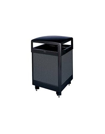 Rubbermaid FGR38HT500PL 38-gal Aspen Waste Receptacle - Hinged Top, Plastic Liner, Anthracite/Black - [DefendUse.com] - FGR38HT5