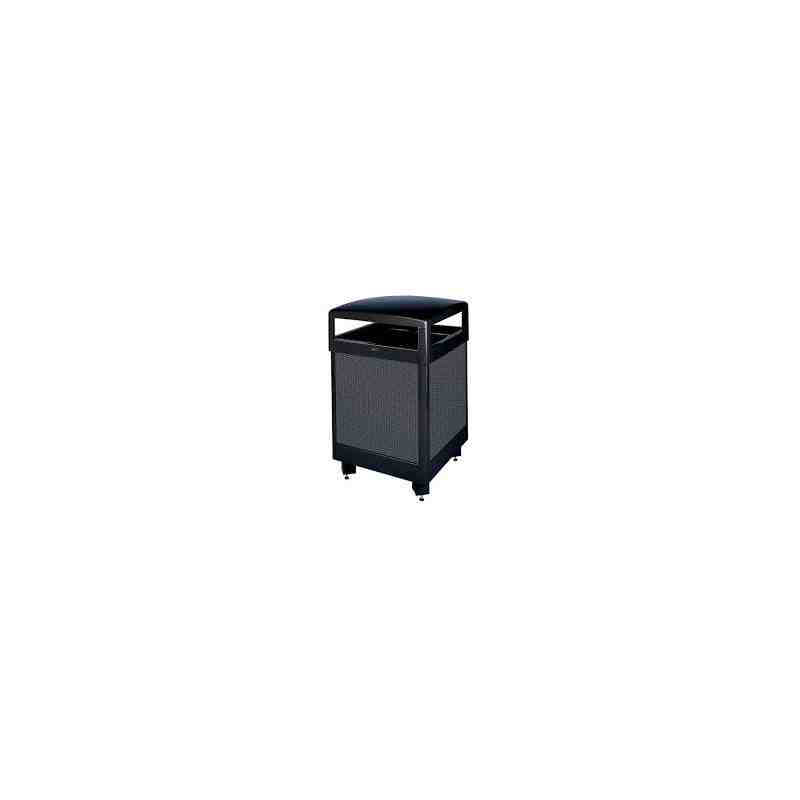 Rubbermaid FGR38HT500PL 38-gal Aspen Waste Receptacle - Hinged Top, Plastic Liner, Anthracite/Black - [DefendUse.com] - FGR38HT5