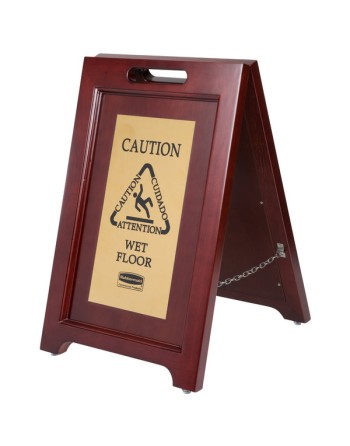 Exec Wooden Multi-Lingual Caution Sign 2-Sided - Gold, 1/EA - [Cleaning Supplies Canada Discounts] - 1867507 - [DefendUse.com]